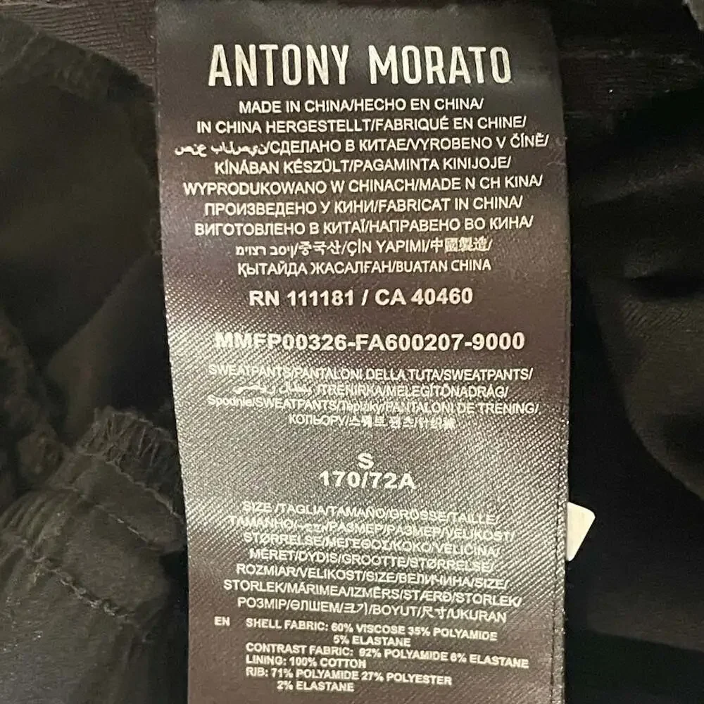 Antony Morato Men's Black Slim-Fit Moto Sweatpants with Zipper Pockets